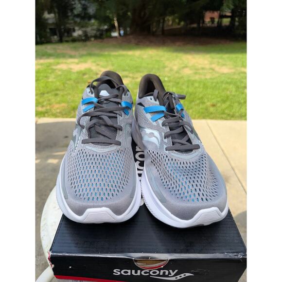 NEW Saucony Ride 15 Men’s 12.5 Running Shoes Gray Blue PWRRUN Road Runner main image 5